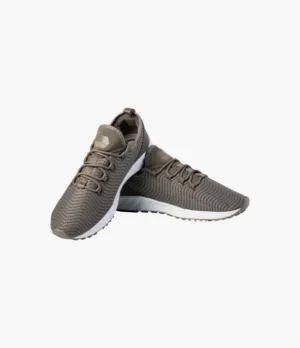 Low-profile runner with a textured olive knit upper and white sole