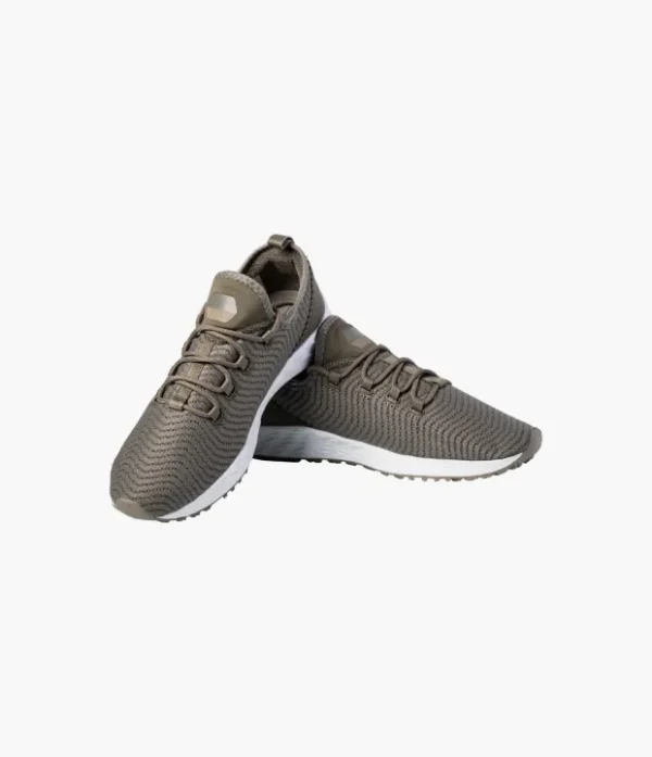 Low-profile runner with a textured olive knit upper and white sole